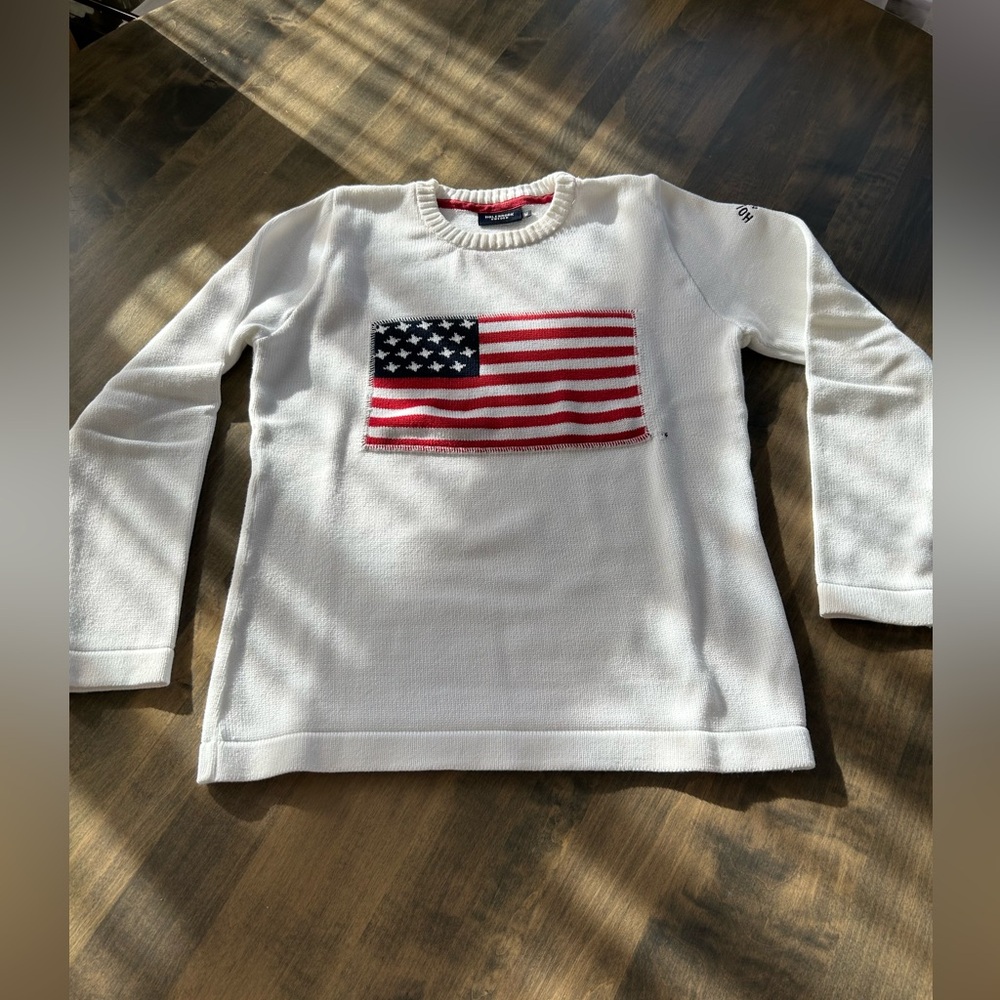 Women's White Sweater with American Flag Design